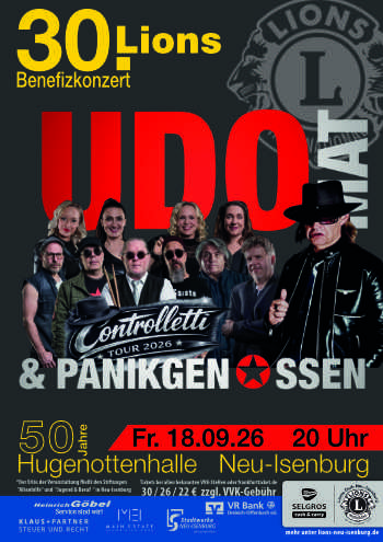 30.Lions Benefizkonzert 2026 - Udomat & die Panikgenossen